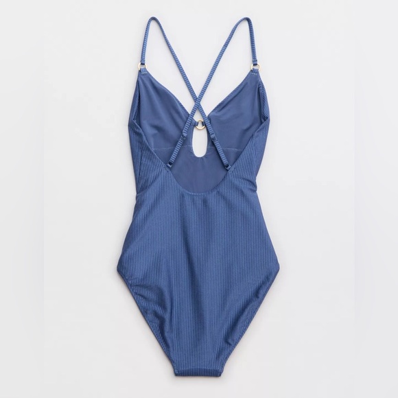 NWT Aerie Shine Rib Full Coverage One Piece Swimsuit - Picture 6 of 7